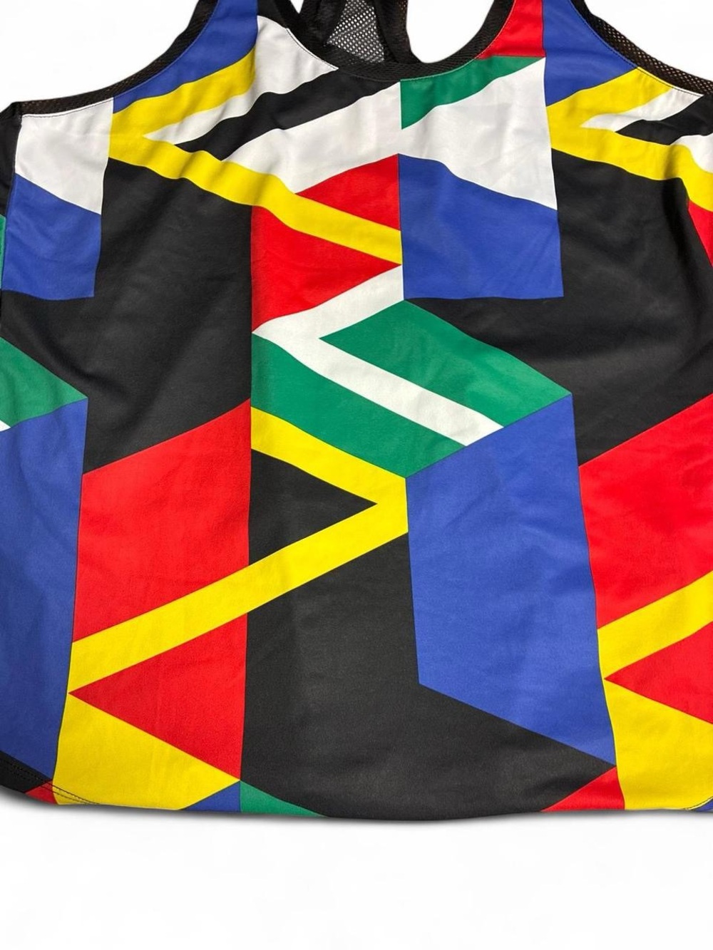 Fabletics Colorblock Geometric Racerback Tank — Blue, Yellow, Red, Black - Picture 2 of 5